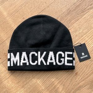 One more New MACKAGE Kiko Cuffed Adult Hat Black and Off-White logo. Unisex